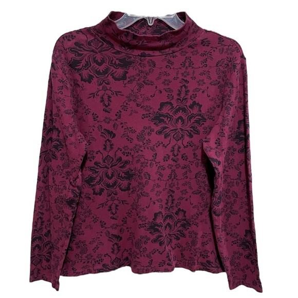 Whimsigoth Croft & Barrow Womens Floral Mock Neck Top Size Large Purple Black - Picture 1 of 4